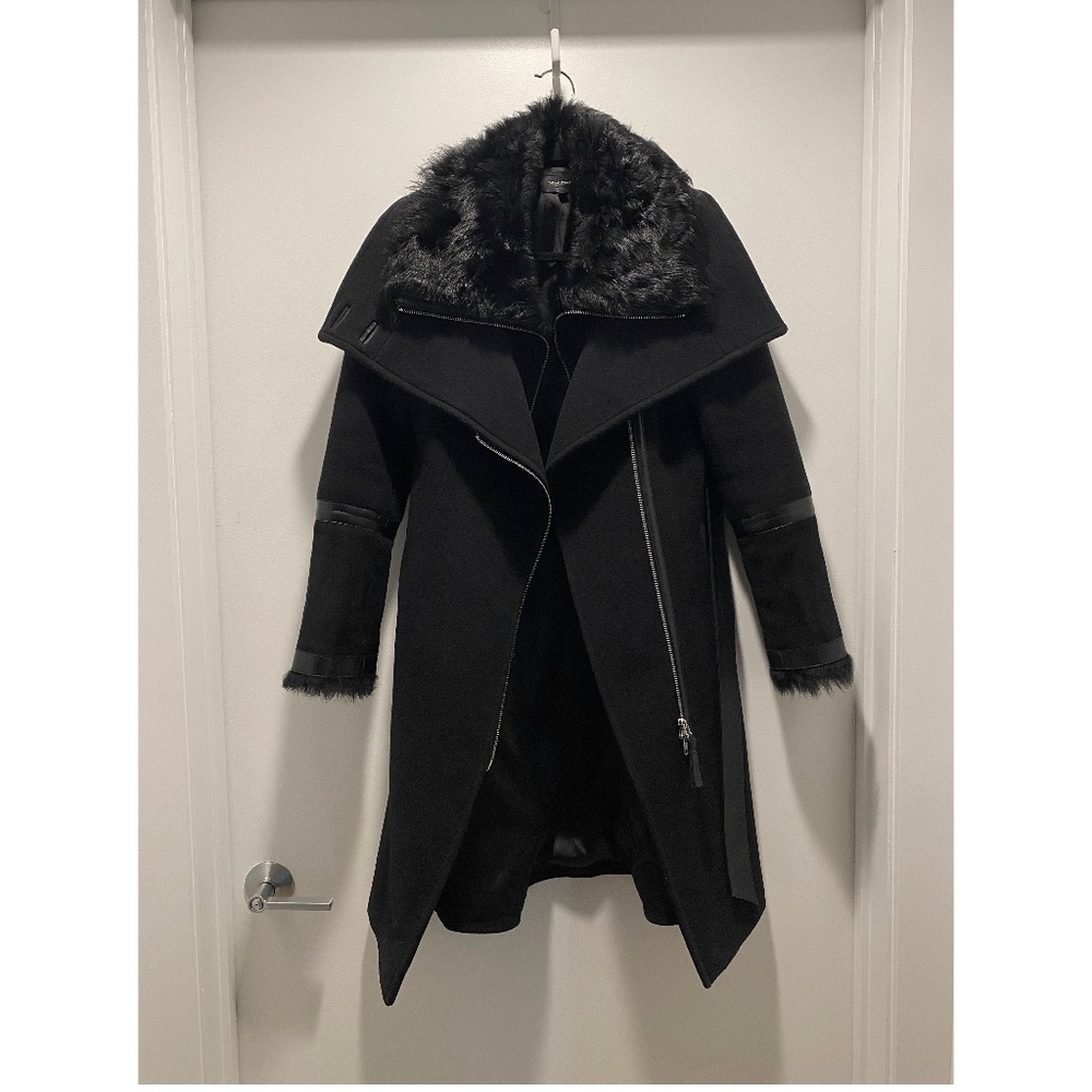 MACKAGE Isabel Shearling Accent Wool Coat